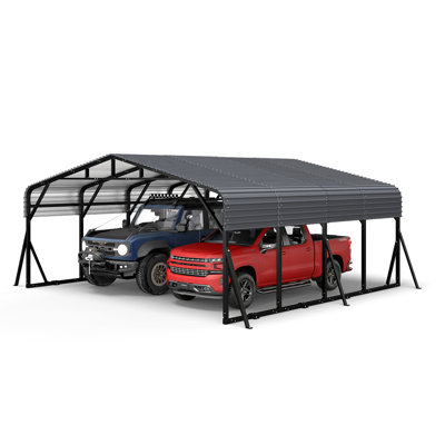 Heavy Duty Metal Hardtop Carport, Outdoor Vehicle Shelter For Cars, Tractors & Equipment