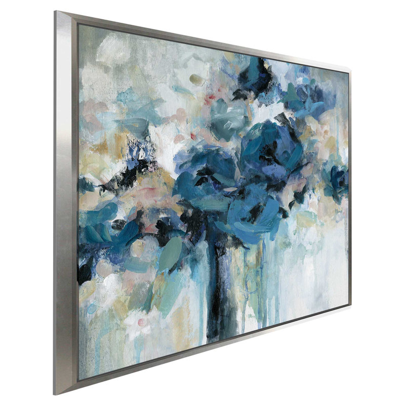 «Midnight Splash», reproduction de peinture acrylique, H 21,5 po x l 21,5 po x P 2 po, Cadre flottant argent