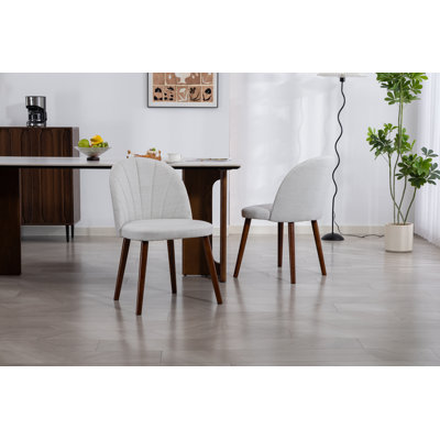 Linen Upholstered Side Chair with Solid Wood Legs (Set of 2)