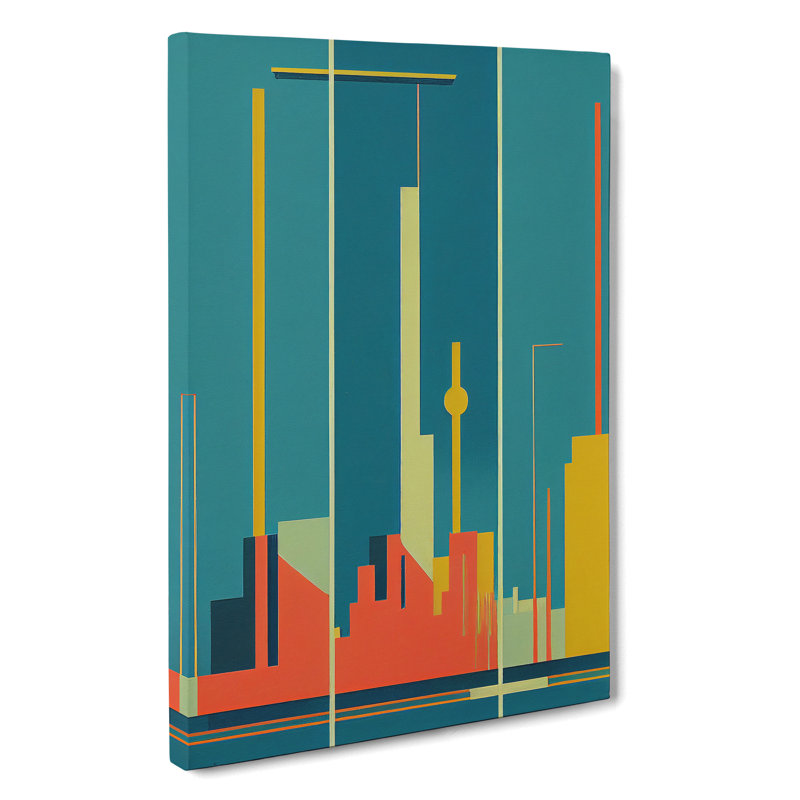 City Skyline Retro Art No.3 - Print, Wrapped Canvas, 50cm H x 35cm W x 3cm D, No Matte