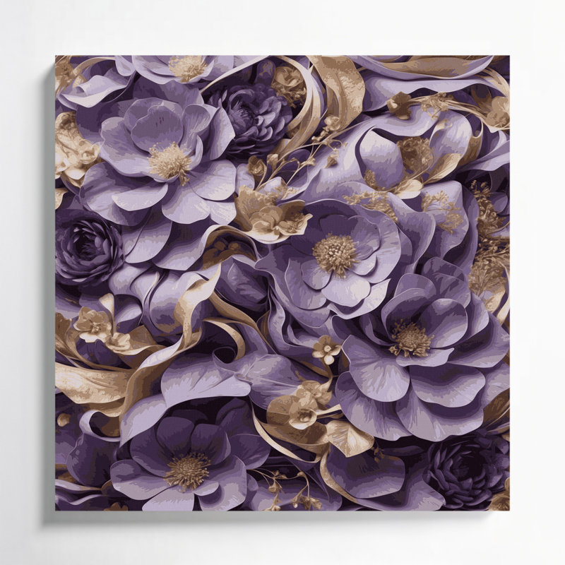 «Abstract Florals 47», art mural sur toile brune, H 12 po x l 12 po