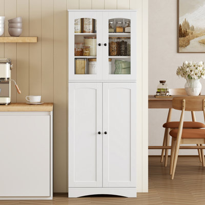 Armoire de cuisine de 64 po, armoire de cuisine avec tablettes, porte, blanc