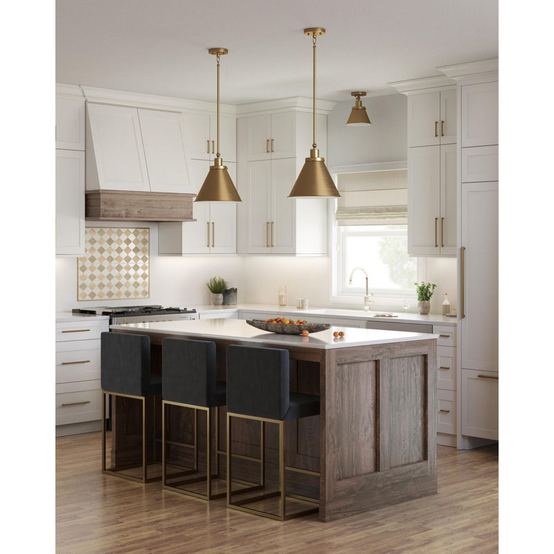 1 - Light Single Pendant, Vintage Brass