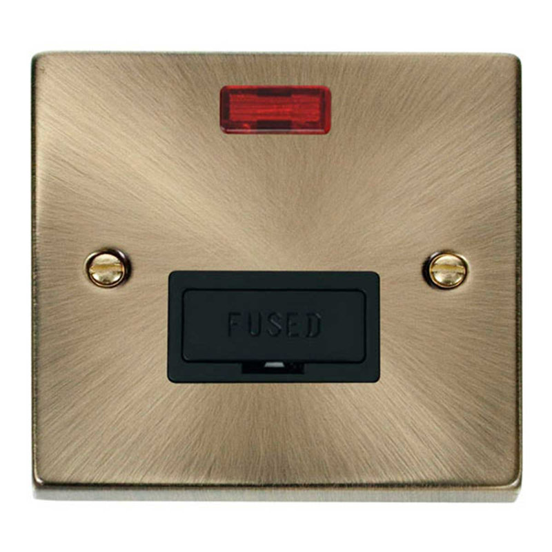 Antique Brass 13A Fused Connection Unit With Neon