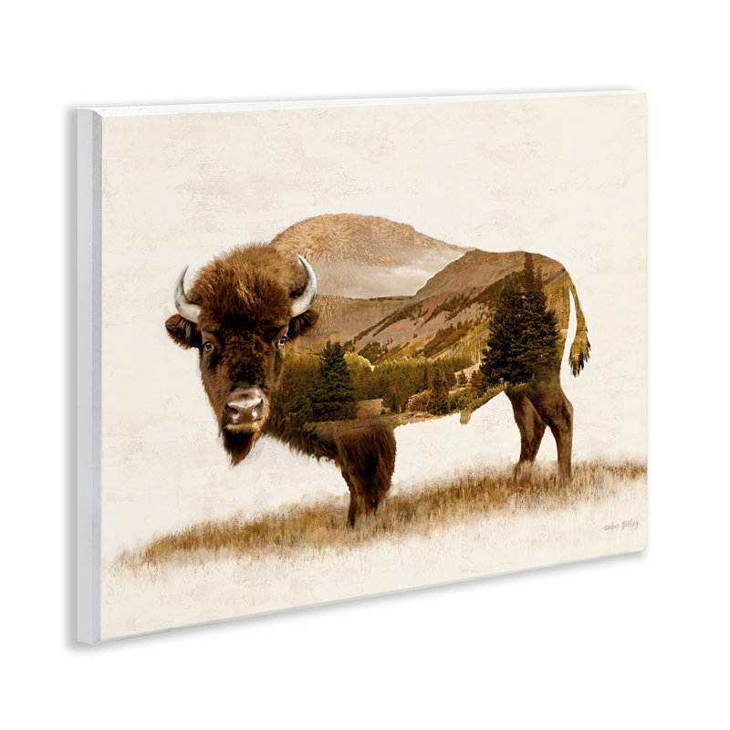 Rustic Brown Bison Nature Patterned MDF Wall Plaque, 14 x 11