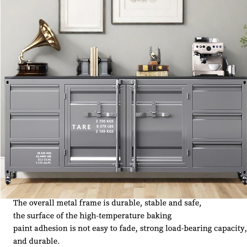 Industrial Style Vintage Container Cabinet, Silver