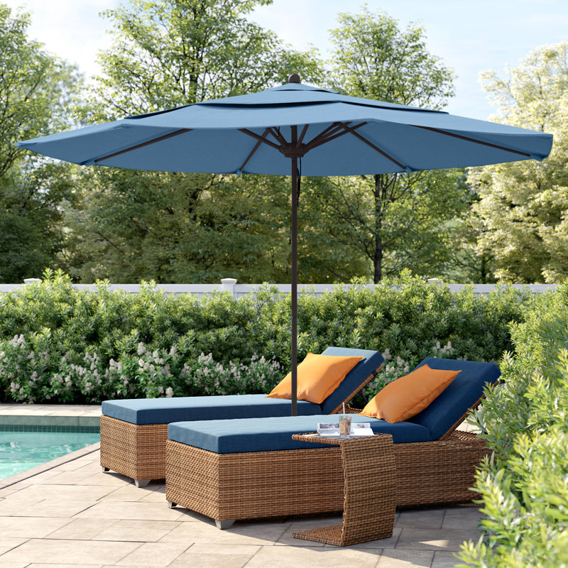 Parasol de marché 11 pi Hibo, Toile toile Sunbrella® bleu ciel