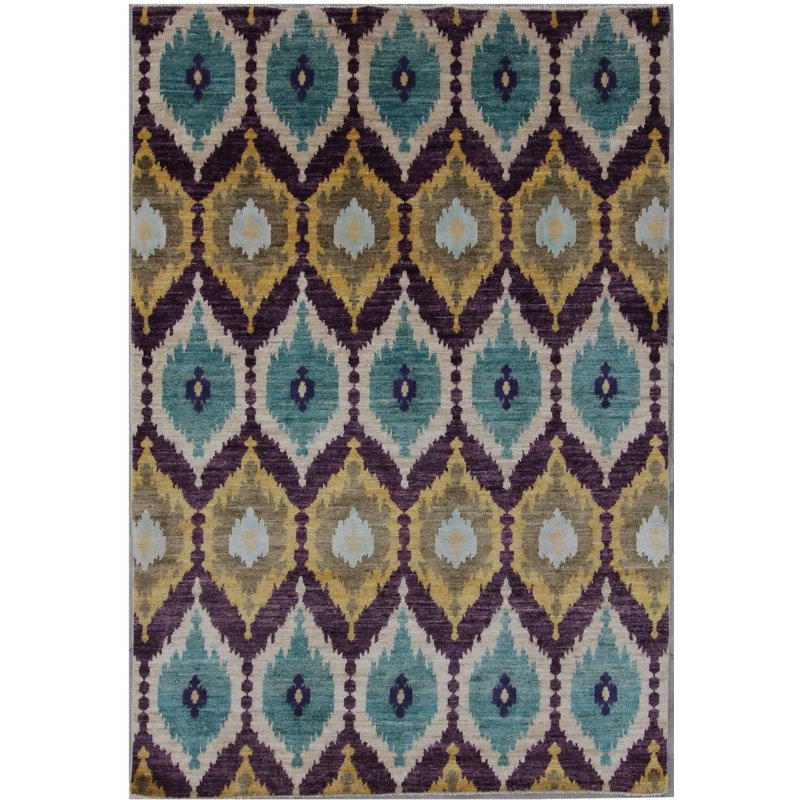 Geometric Hand Knotted Area Rug, Rectangle 121 x 179cm