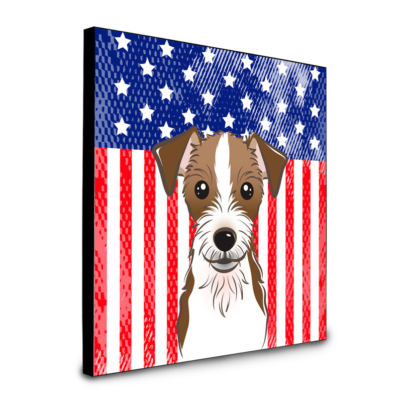 « american flag », art encadré Macomb, Jack Russell terrier brun foncé