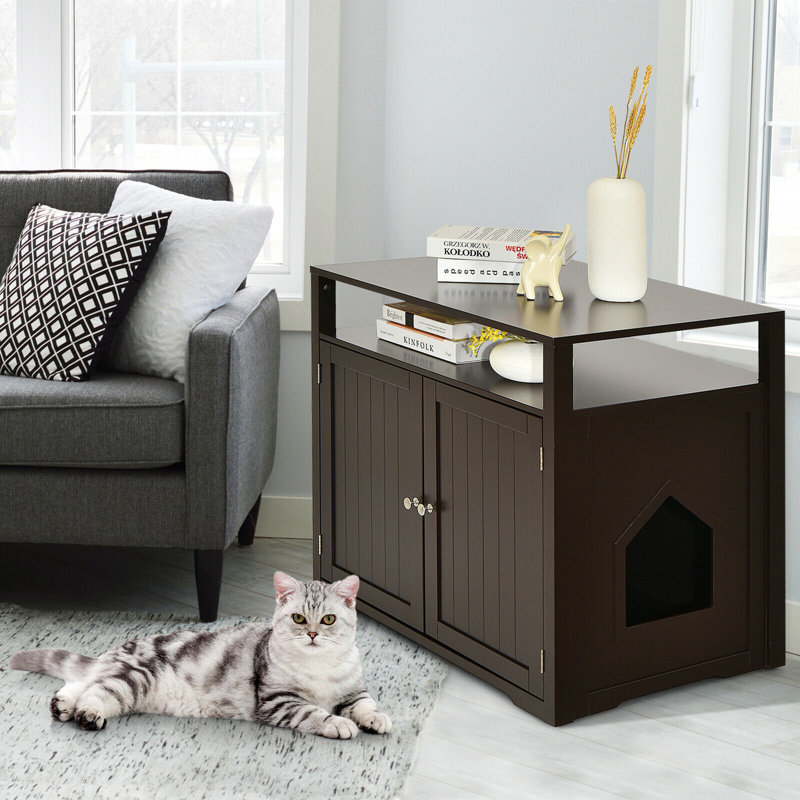 Bac à litière pour chat en bois avec couvercle de rangement pour animaux de compagnie Murphy Pet ™ d'AucielloTucker Murphy