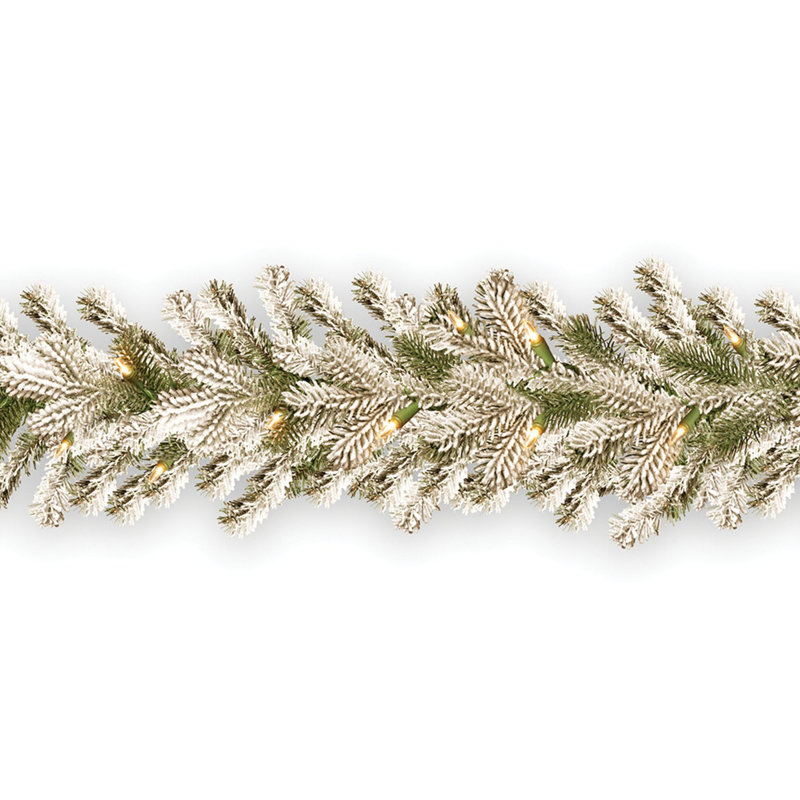 9ft. Snowy Sheffield Spruce Garland with Clear Lights