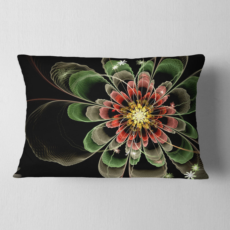 Coussin décoratif abstrait à motif floral abstrait vert