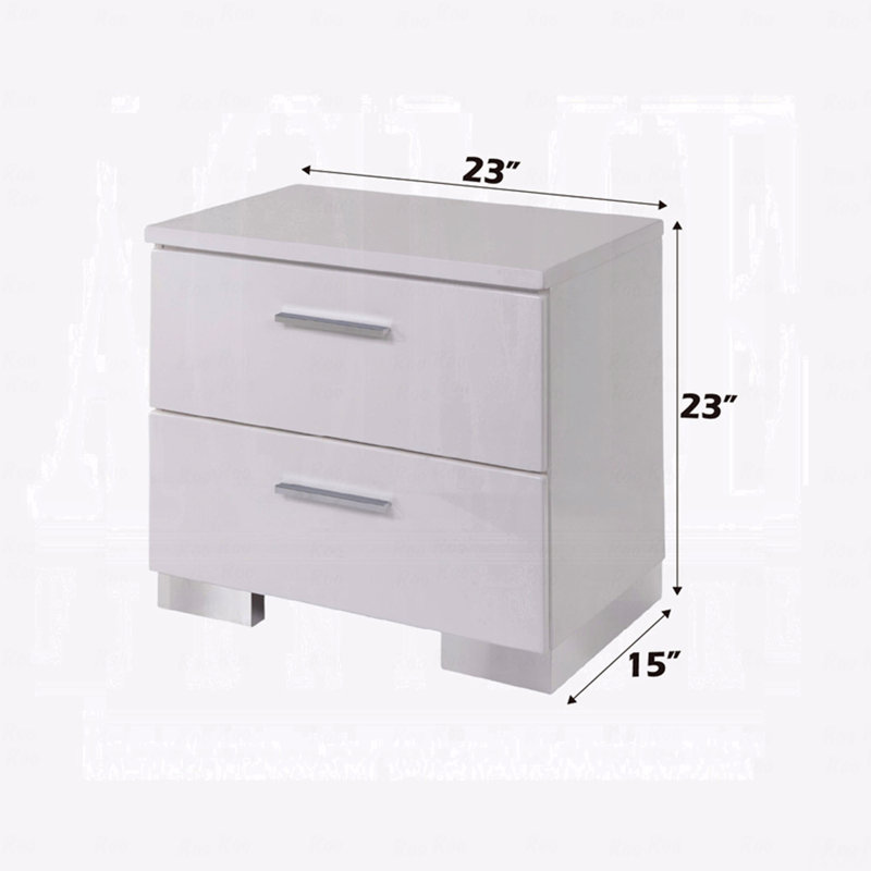 2-Drawers Bedroom Nightstand With Chrome Legs