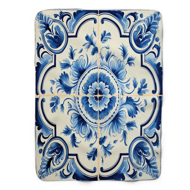 Ornate Tile Patterns - 1 pièce Sherpa Premium, L 50 po x L 60 po