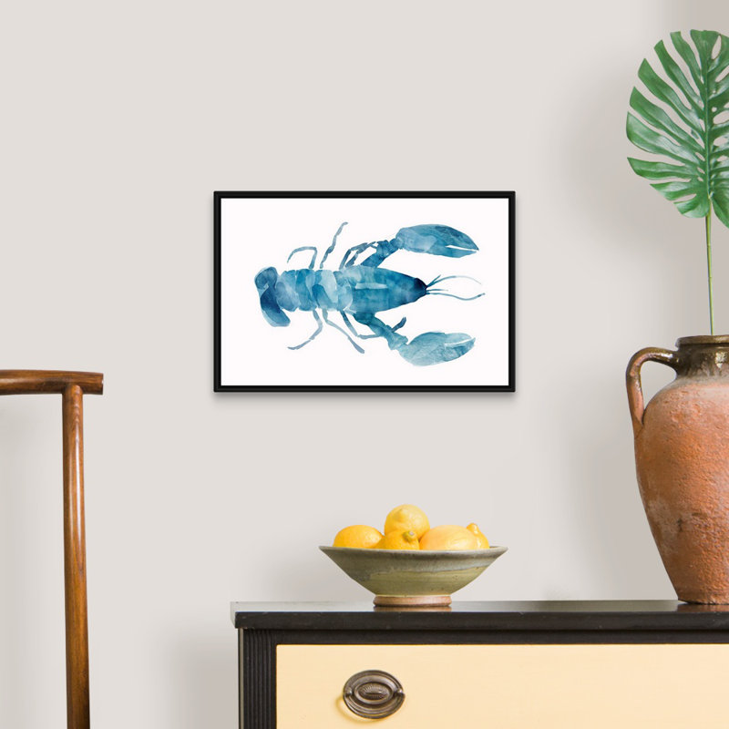 Reproduction d’art sur toile, "Blue Lobster" par Isabelle Z, Cadre noir, H 14 po x l 20 po x P 1,75 po
