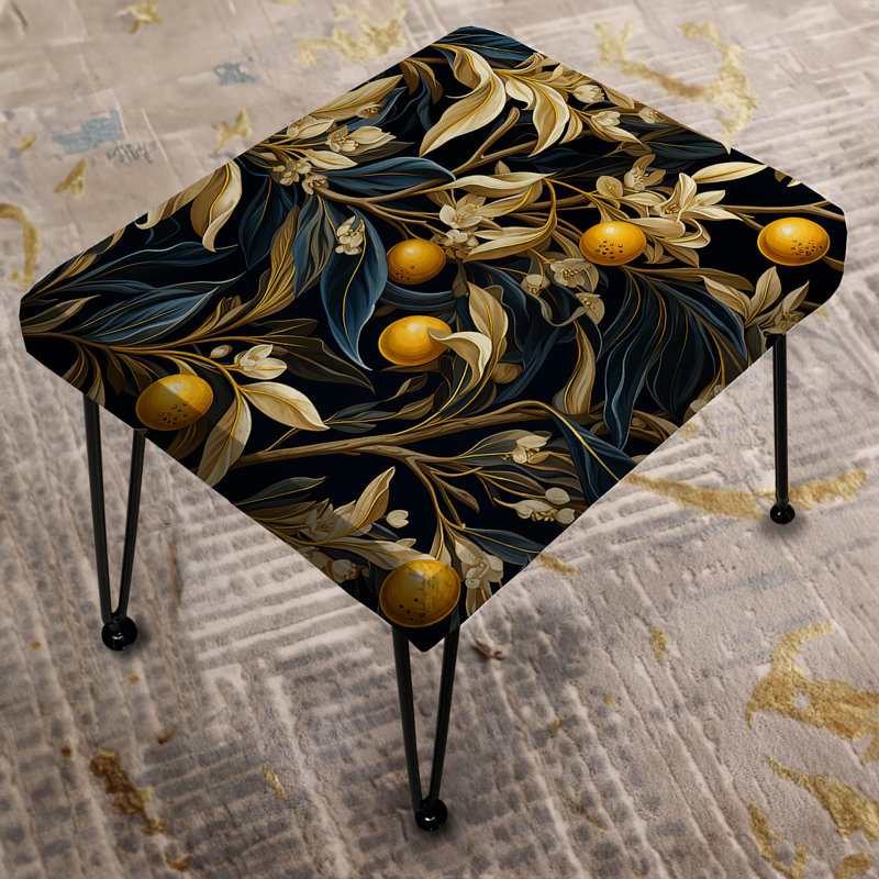 Motif de citronnier jaune et noir - repose-pieds rectangulaire tropical