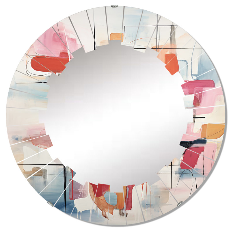 Dourado - Miroir mural Mid-Century rond, 32 po x 32 po