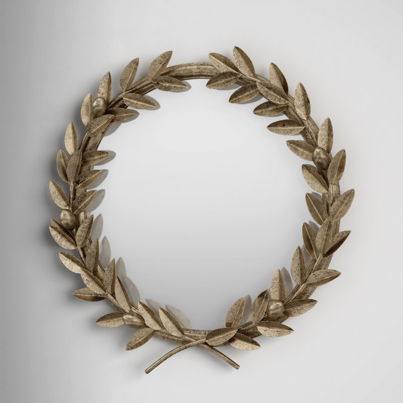Idhant Round Metal Laurel Wreath Round Wall Mirror