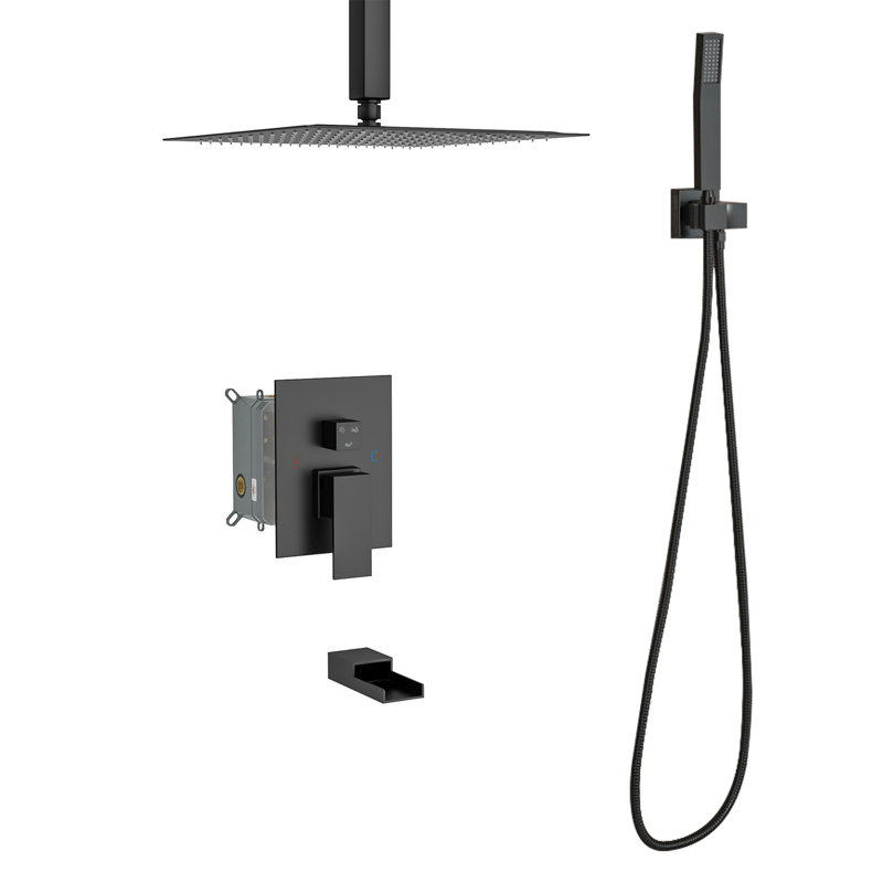 3-Function High-Pressure Rainfall Shower System, Tub Faucet Set