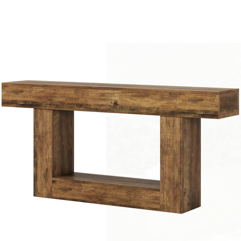 Minimalist Sofa Table Behind Couch For Entryway, Hallway, Living Room, Home Office, Brown, Brown