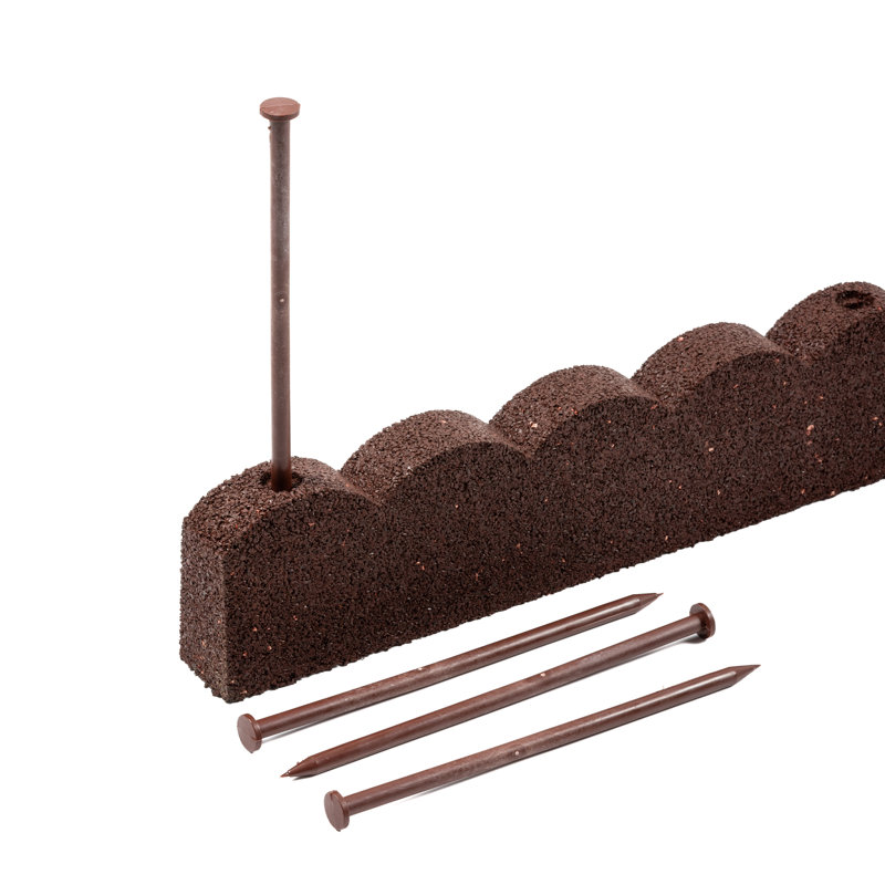 SCALLOP BORDERS 9cm H x 120cm W Composite Lawn Edging, Brown