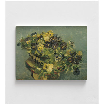 Panier de pensées sur une petite table par Vincent Van Gogh, fleurs de Van Gogh, art mural floral, impression de pensées de Van Gogh, reproduction de peinture à l'huile de fleur