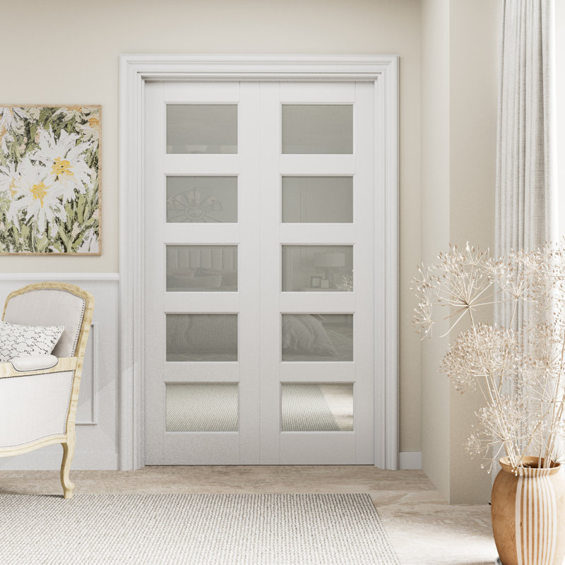 Intérieur double porte à dalle 80 / 96H 5 ’‘ 5-Lite, 56 po x 96 po