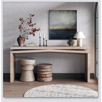 65-Inch Rustic Solid Wood Veneer Console Table, Long Farmhouse Entryway Sofa Table For Living Room, Hallway, Behind Couch, Apartment