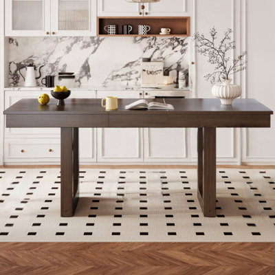 Table de salle à manger extensible 60 "à 78", table de cuisine en bois de ferme avec rallonge amovible, grande table extensible pour 4 à 8 personnes