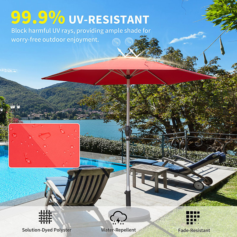 Parasol de patio 7,5 pi, Rouge brique