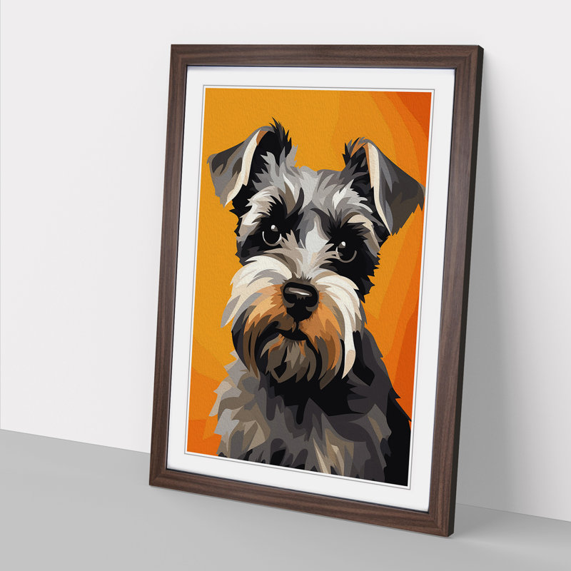 Schnauzer Minimalism Art - Framed Print, Walnut Framed, 34cm H x 25cm W x 2cm D
