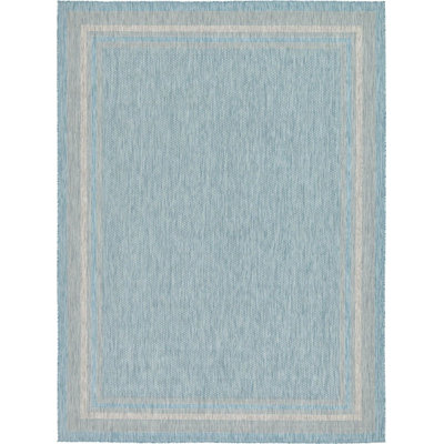 Outdoor Veranda Area Rug Turquoise Color