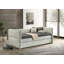 Luxueux lit de jour moderne 1 pièce avec lit gigogne escamotable et capitonné avec garniture cloutée et mobilier de salon gris clair-322222078