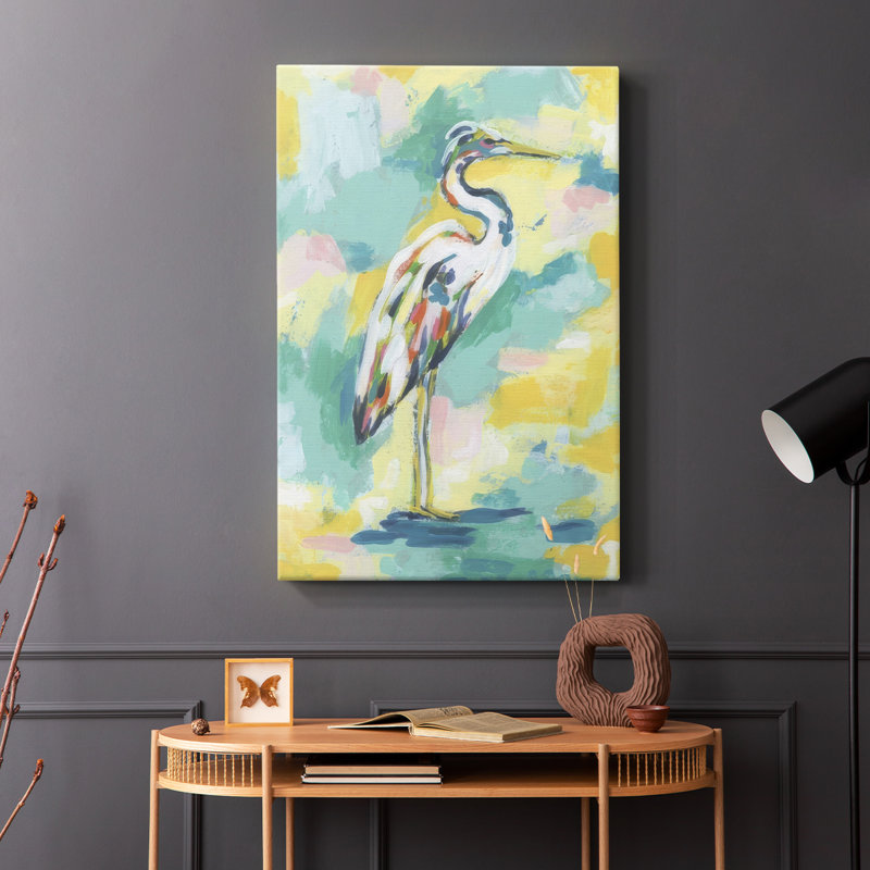 Bright Heron Fresco III - Cavas enveloppés de galerie, H 18 po x l 12 po