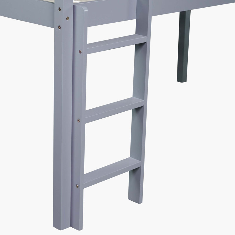 Grey Watsons Low Loft Bed With Slide, Ladder & Full Safety Guardrails, Gray