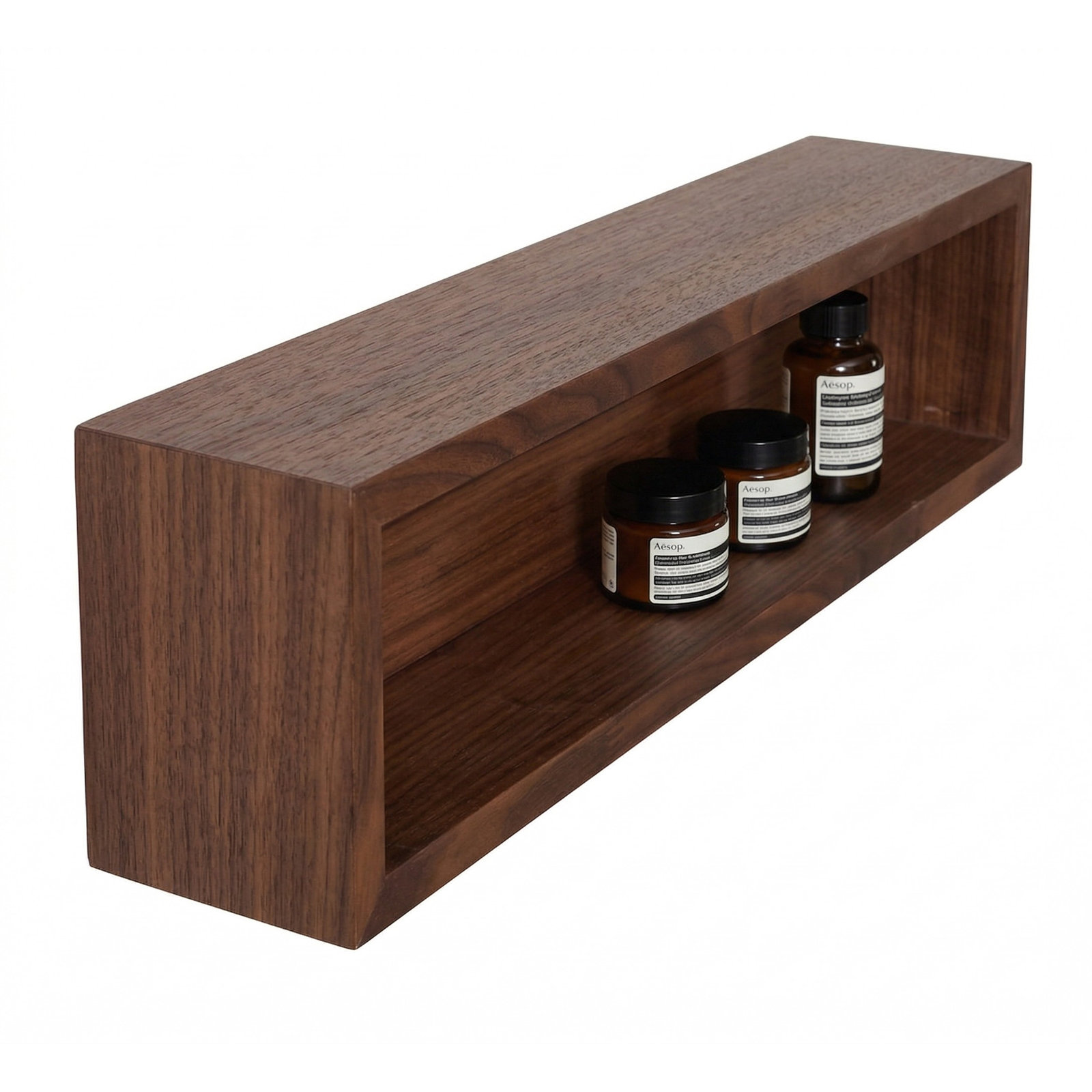 Natural Wood Wall-Mounted Bathroom Shelves, 5.75" H x 24.54" W x 5.125" D, Walnut