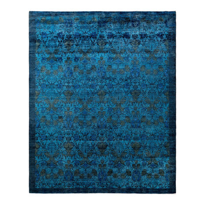 Tapis bleu nouvel âge 9 pi 10 po x 8 pi 1 po Corina