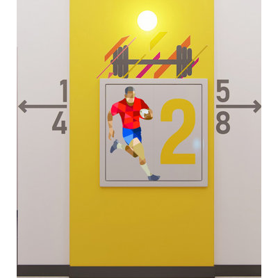 Décalcomanie murale ballon de rugby polygonale