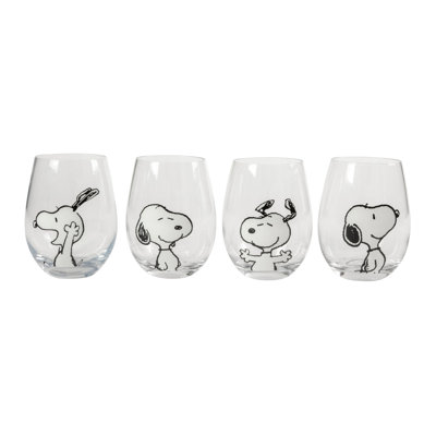 Ensemble de 4 verres à vin sans pied Peanuts Good Times With Friends (56 cl).
