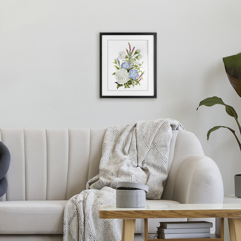Impression florale encadrée sous verre Bounteasant, Cadre noir minuit, H 16 po x l 13 po