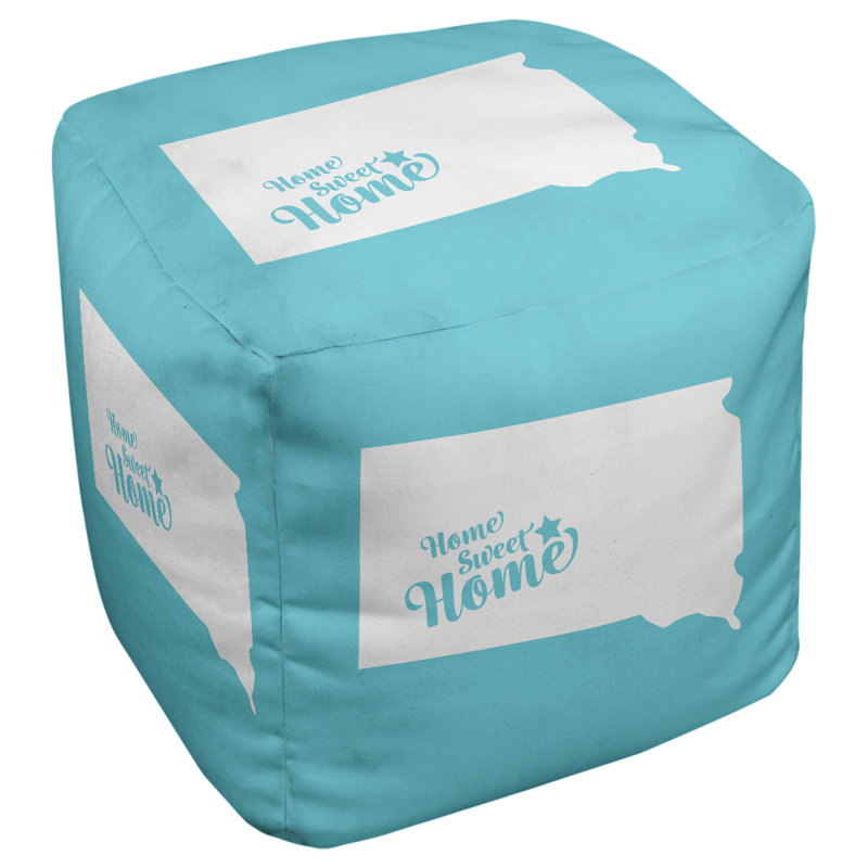 Repose-pieds cube en pierre the home, Bleu sarcelle