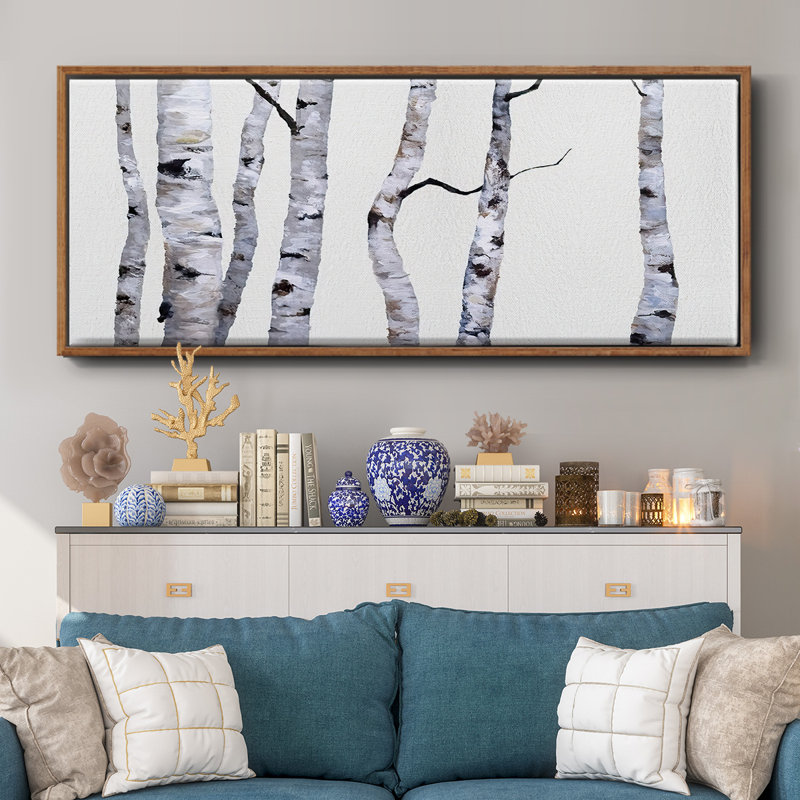 Birch Trees I- Framed Canvas, 24" H x 60" W
