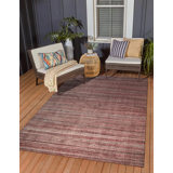 Coral Handloomed Wool Striated Colorwash Geometric Modern Contemporary Carpet Rug