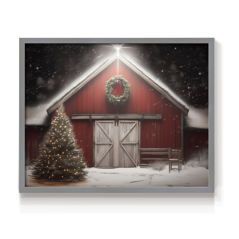 Art de Noël - CMXIX - Reproduction encadrée - Restickable, H 16 po x l 20 po, Gris