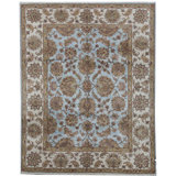 Cornwall Wool Oriental Area Rug in Light Blue/Ivory