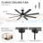 72" Modern Black Large Ceiling Fans With Lights And Remote,Dimmable 3CCT LED,,Quiet 6 Speed