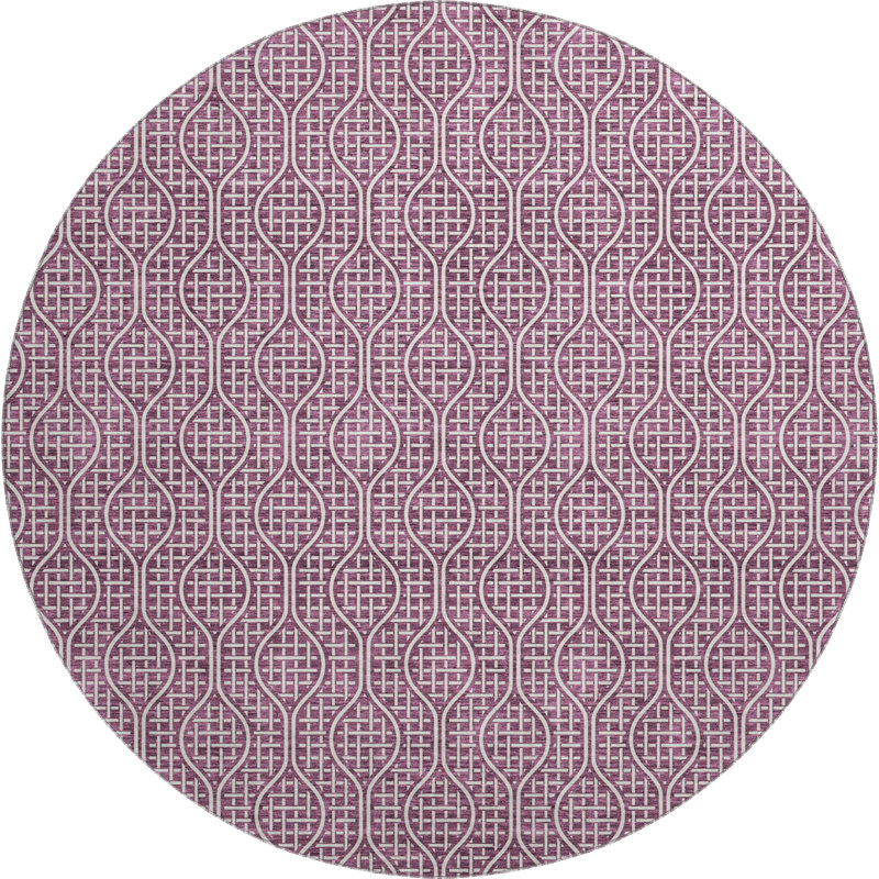 Premium Machine Washable Prisco Eggplant Rug, Round 8'
