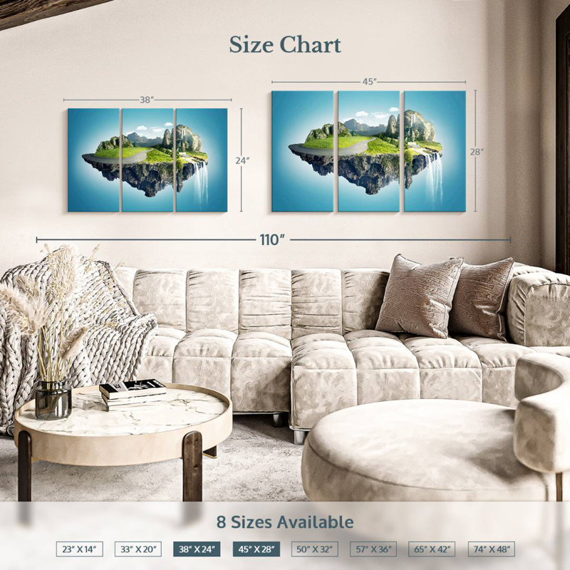 Floating Stone Island, 24" H x 38" W