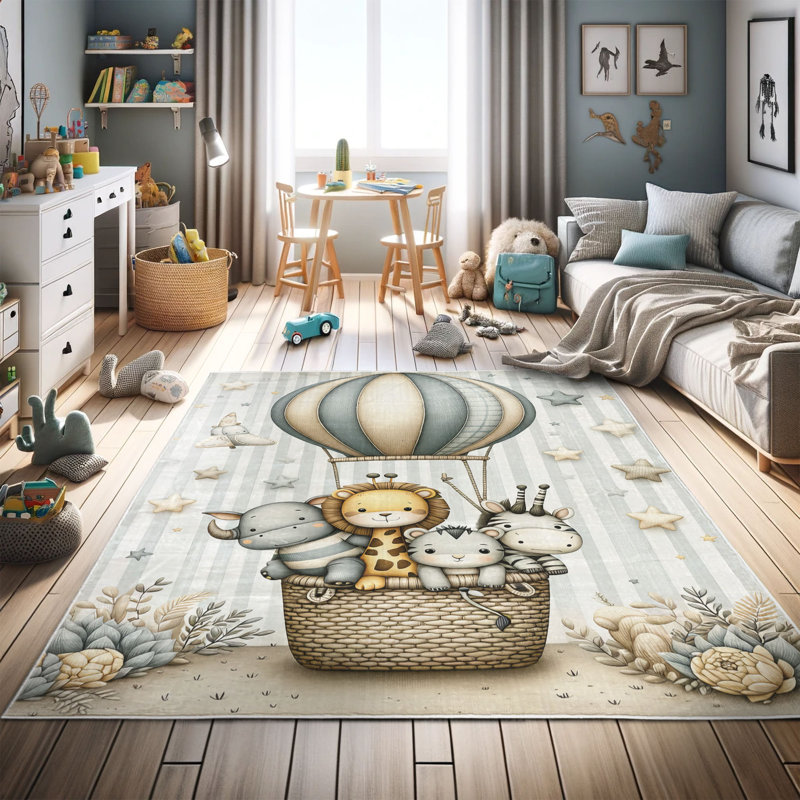 Ambesonne Animals High Density Long Fiber Poly Threads Decorative Area Rug Carpet, Rectangle 4' x 5'7"