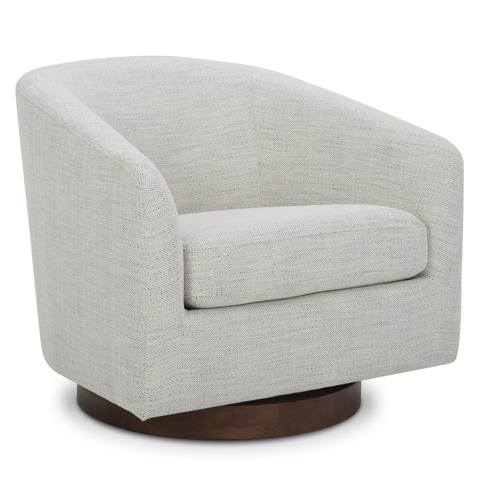 Bennett Upholstered Swivel Barrel Chair With Ottoman, Prestige Ivory